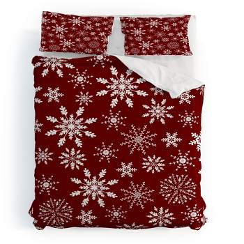 Iveta Abolina Silent Night Red Duvet Cover + Pillow Sham(s) - Deny Designs