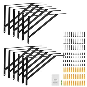 VEVOR Shelf Bracket, 18 x 12 in 12 Pcs, Heavy Duty Floating Shelf Brackets, Brackets for Shelves,3mm Thick Matte Black Triangle Shelf Bracket,Black - 1 of 4