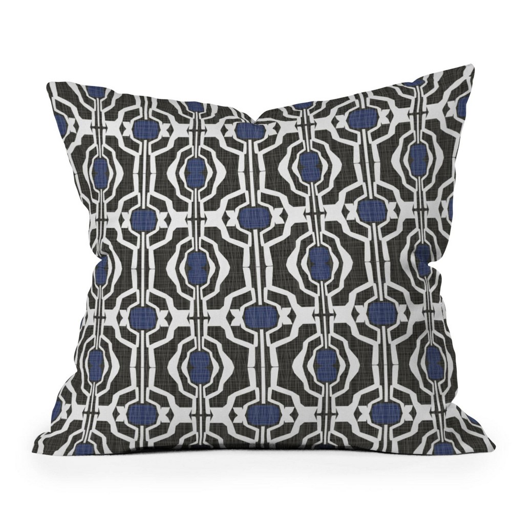 Photos - Pillow 18"x18" Deny Designs Mirimo Boke Outdoor Throw  Black/Indigo: Abstract Design, Polyester, Square Shape