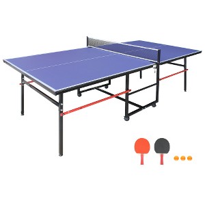 Zevemomo Portable Table Tennis Table, Foldable Ping Pong Game Set for Indoor/Outdoor,Ping Pong Table Top with Net,2 Paddles and 3 Balls, Playback Mode - 1 of 4
