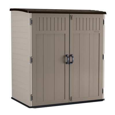 Suncast X-Large Vertical Storage Shed, All-Weather Outdoor Backyard Unit, Sand