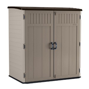Suncast X-Large Vertical Storage Shed, All-Weather Outdoor Backyard Unit, Sand - 1 of 4