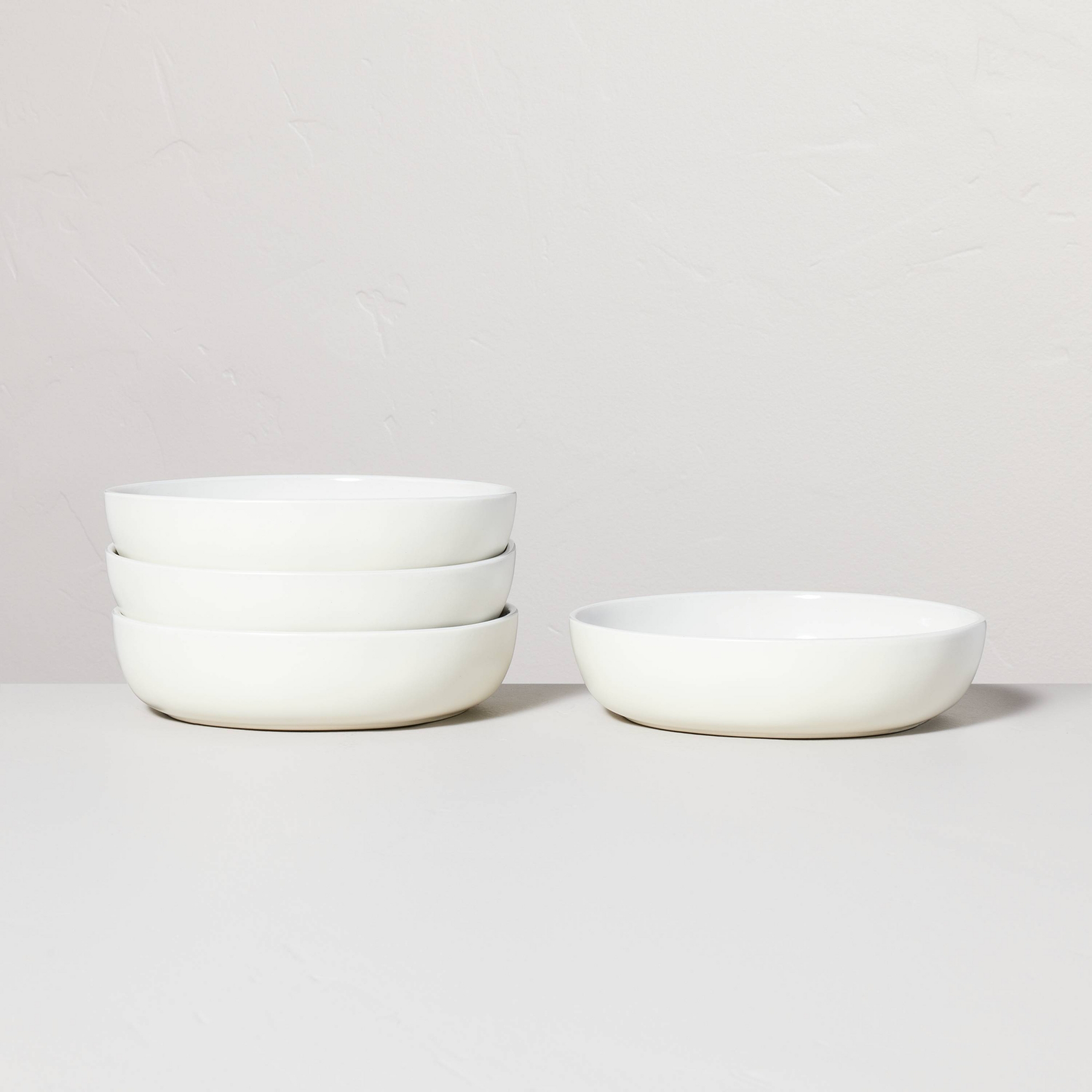 4pk 34oz Stoneware Pasta/Grain Bowl Set Cream - Hearth & Hand™ with Magnolia: Farmhouse Style, Dishwasher Safe