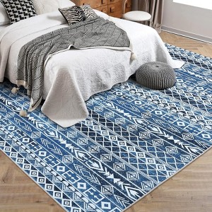 Modern Geometric Area Rug for Living Room, Plush & Soft Faux Wool,Machine Washable Non-Slip Large Carpet - 1 of 4