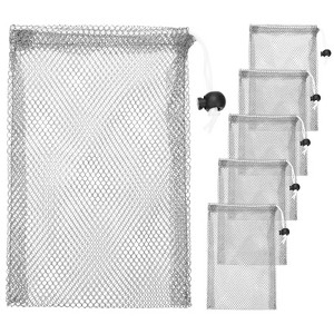 Unique Bargains Mesh Durable Polyester Drawstring Lockable Laundry Bags 6 Pcs - 1 of 4