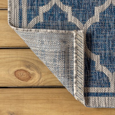Navy/Gray Moroccan Trellis 9' x 12' Reversible Indoor/Outdoor Rug