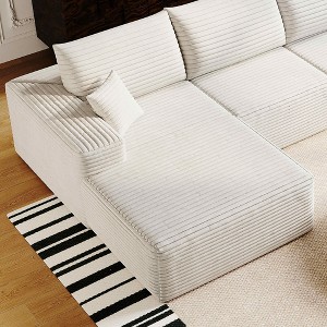 MAYEERTY Sofa White - Corduroy, Compact Seat, No Assembly, for Living Room/Bedroom - 1 of 4