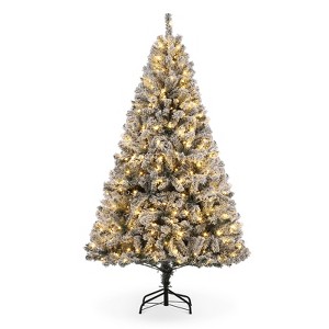 6 Ft Pre-Lit Snow Flocked Artificial Christmas Tree with 250 Warm White Lights, 800 Braches - 1 of 4
