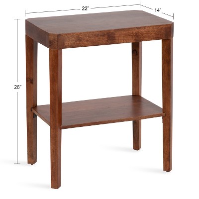 Talcott Walnut Brown Mango Wood Two-Tier End Table