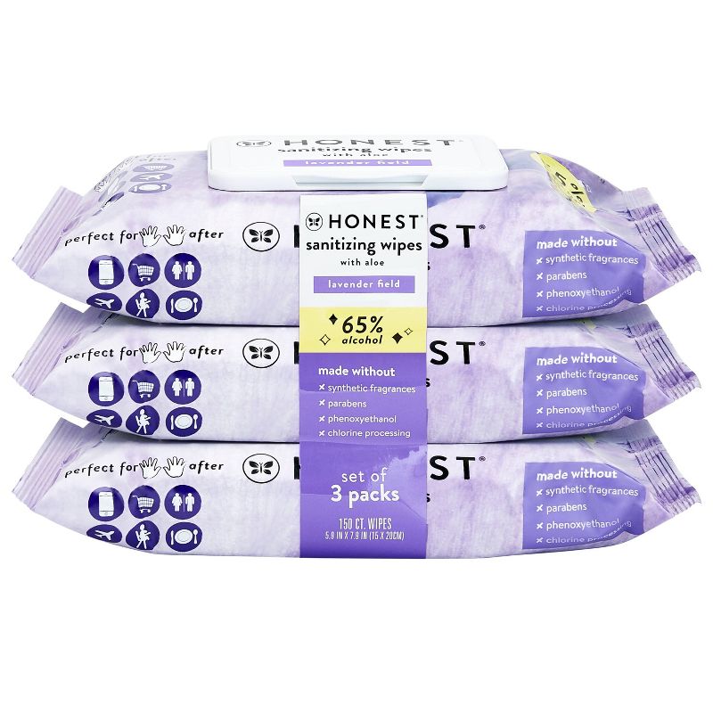 The Honest Company Alcohol Hand Sanitizing Wipes - Lavender Field - (Select Count), 1 of 5