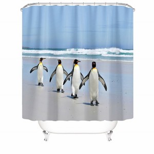 Four Cute Penguins Shower Curtains for Bathroom Waterproof Fabric Bath Curtain Durable Soft Stylish Bathroom Decor 72x72 Inch - 1 of 1