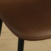 ORRD 4-Pc Modern Dining Chairs - Saddle Leather Seats, Black Metal Legs, Brown - 2 of 4