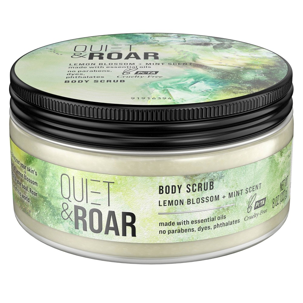 Quiet & Roar Lemon Blossom + Mint Scent Body Scrub with Essential Oils - 8 oz.