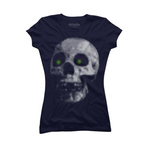 Junior's Design By Humans Giant Halloween Skull By robotface T-Shirt - 1 of 3