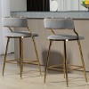 Modern 26'' Counter Height Bar Stools Set of 2 Corduroy Island Bar Stool with Back Golden Chromed Footrest for Kitchen,Dining Room-Tanpinhause - 3 of 4