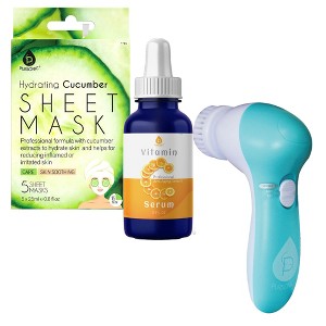 Pursonic Ultimate Skincare Gift Bundle: Hydrating Cucumber Sheet Masks, Advanced Facial Cleansing Brush, Vitamin C Serum 3 fl oz - 1 of 4