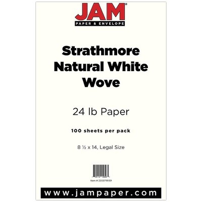 JAM Paper Legal Strathmore 24lb Paper 8.5 x 14 Natural White Wove 2203719139