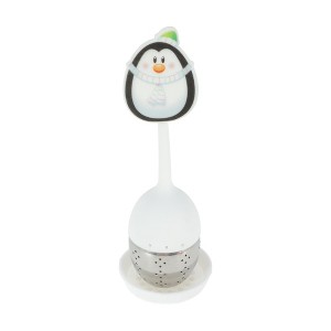 Unique Bargains Tea Infuser Penguin-Design Tea Infuser Hand Wash Only Vertical Style Silicone Stainless Steel White Black 1Set - 1 of 4