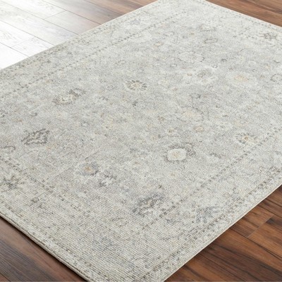 Gray Damask Polyester Runner Rug 2'7" x 7'3"