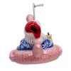 Kurt Adler Noble Gems Glass Ornament for Christmas Tree, Santa in Flamingo Pool Float - 3 of 4
