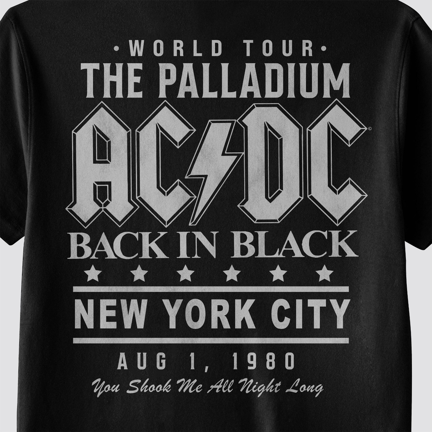 Мужская футболка AC/DC World Tour Short Sleeve Graphic T-Shirt - Black, цвет: Чёрный — фото 4