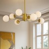 VYNXARIA 35 - Inch 8 - Light Gold Mid - Century Branching Ceiling Lights with White Glass Globes - 3 of 4