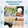 Expandable Stainless Steel Dish Drainers for Kitchen Counter, Dish Dryer Rack for Inside Sink, Over The Sink Dish Racks with Utensil Holder, Silver - 3 of 4