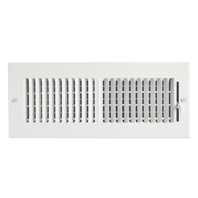 Built Industrial White Air Vent Register, 4x12 Vent Cover with Damper for Wall or Ceiling for HVAC Systems with 11.25 x 3.25 In Opening