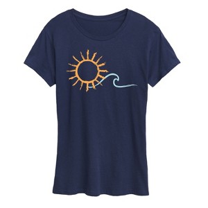 Women's - Instant Message - Brushstroke Sun And Wave Short Sleeve Graphic T-Shirt - 1 of 4