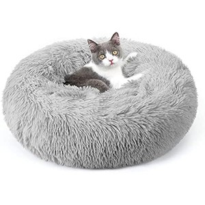 rabbitgoo Cat Beds for Indoor, 20 inches Machine Washablelush Donut Cuddler Cushion Self Warming for Small Dogs Kittens, Light Grey, Medium - 1 of 1