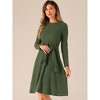 Allegra K Women's Long Sleeve Rib Knit Crew Neck Midi Tie Waist Elegant Sweater Dress - image 2 of 4