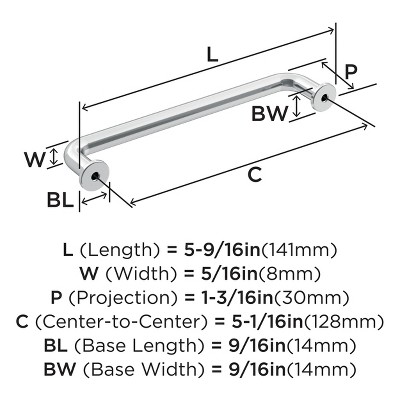 Polished Chrome 5-1/16 inch Cabinet Drawer Pull Bar