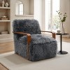 Sapphtopaz Modern Faux Fur Accent Chair with Curve Wooden Arms Upholstered Comfy Reading Chair Ultra Soft Armchair for Living Room, Bedroom - 2 of 4