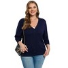 Clearlove Knit Cardigan for Plus Size  Women Open Front Button Lightweight Sweaters V Neck Loose 3/4 Sleeve Cardigans Outwear - 2 of 4