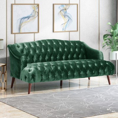 73.25" 3-Seat Sofa with Button-Tufted Diamond Stitch and Birch Wood Legs for Living Room or Bedroom