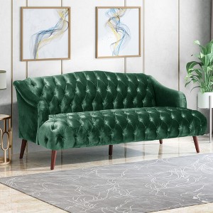 73.25" 3-Seat Sofa with Button-Tufted Diamond Stitch and Birch Wood Legs for Living Room or Bedroom - 1 of 4