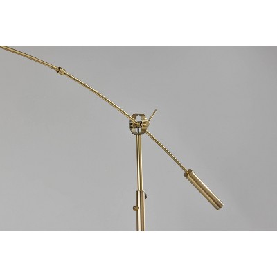 Adler Adjustable Arc Floor Lamp in Antique Brass with Cream Shade