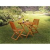 East West Furniture 3-Pc Outdoor Patio Set Consists of a Wooden Folding Table & 2 Folding Camping Chairs Ideal for Garden, Terrace, Bistro, & Porch - 2 of 4