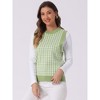 Allegra K Women's Round Neck Sleeveless Houndstooth Plaid Knitted Sweater Vest - 2 of 4