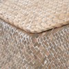 Aoibox Wicker Storage Basket Set with Lid Seagrass Woven Decorative Bins for Organizing Shelf Whitewash 4 Pieces - 4 of 4