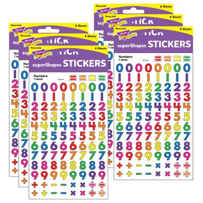 TREND Numbers superShapes Stickers, 800 Per Pack, 6 Packs