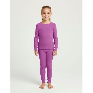 City Threads Girls USA-Made Soft & Cozy Thermal Long Johns 2-Piece Set - Warm Base Layer & Loungewear - 1 of 4