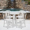 Emma and Oliver Commercial Grade 24" Round Metal Indoor-Outdoor Table Set & 4 Slat Back Chairs - 2 of 4