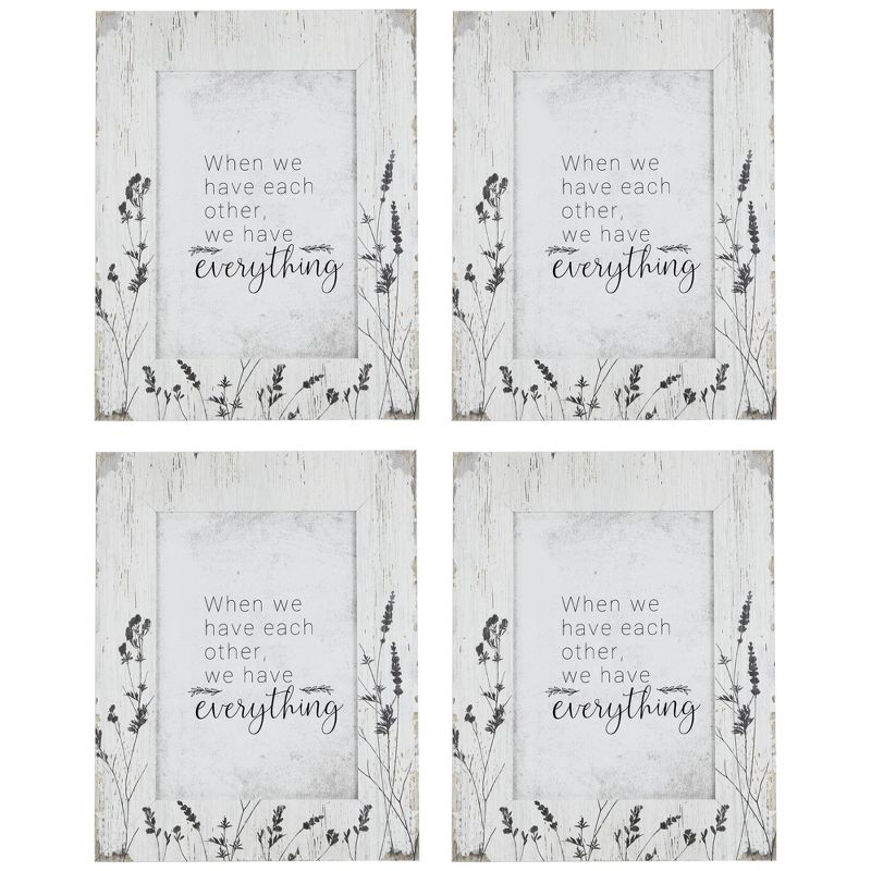 Northlight Weathered Floral Picture Frames for 5" x 7" Photo - White - Set of 4, 1 of 9