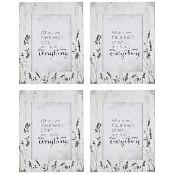 Northlight Weathered Floral Picture Frames for 5" x 7" Photo - White - Set of 4