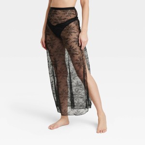 Women's Lace Unlined Lingerie Skirt - Auden™ Black - 1 of 4