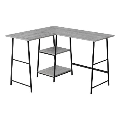 Monarch Specialties Computer Desk Home Office Corner Storage Shelves 48InchL L Shape Work Laptop Metal Laminate Grey Black Contemporary Modern