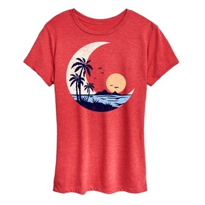 Women's - Instant Message - Moon Beach Scene Short Sleeve Graphic T-Shirt - 1 of 4
