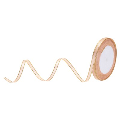 Unique Bargains Double Face Wide Satin Ribbon with Gold Edges for Wedding Bouquet