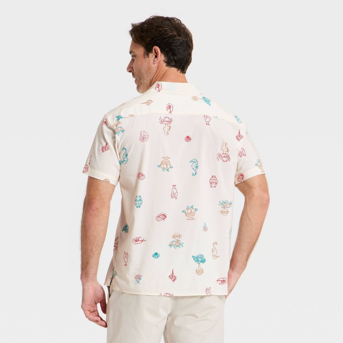 Men's Short Sleeve Notched Collar Button-Down Shirt - Goodfellow & Co™ White - thumbnail 2